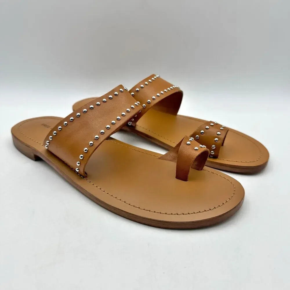 Free People Womens Amelie Tiny Stud Sandals US 9 Brown Tan Leather Slip On NIB - Picture 5 of 13